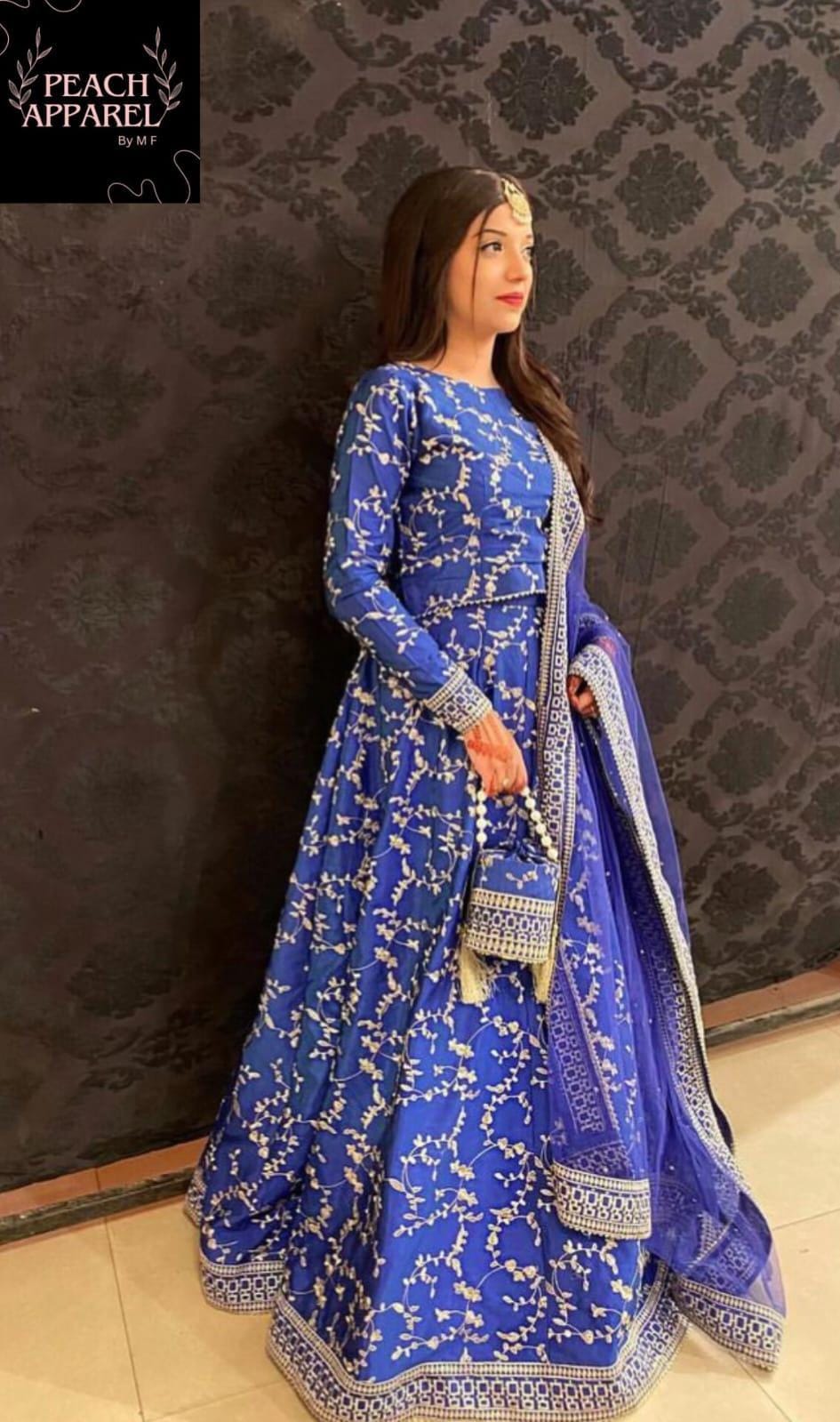 4 Pcs Women's Stitched Katan Silk Embroidered Lehenga Choli - Image 3