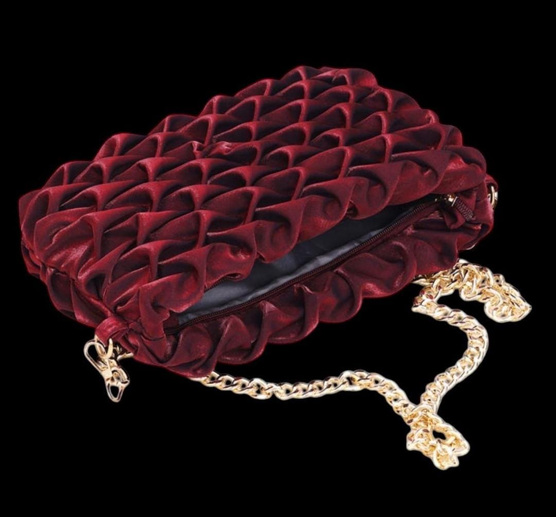 Women’s Maroon Mini Crossbody Bag Textured Polyester, Compact & Stylish - Image 5