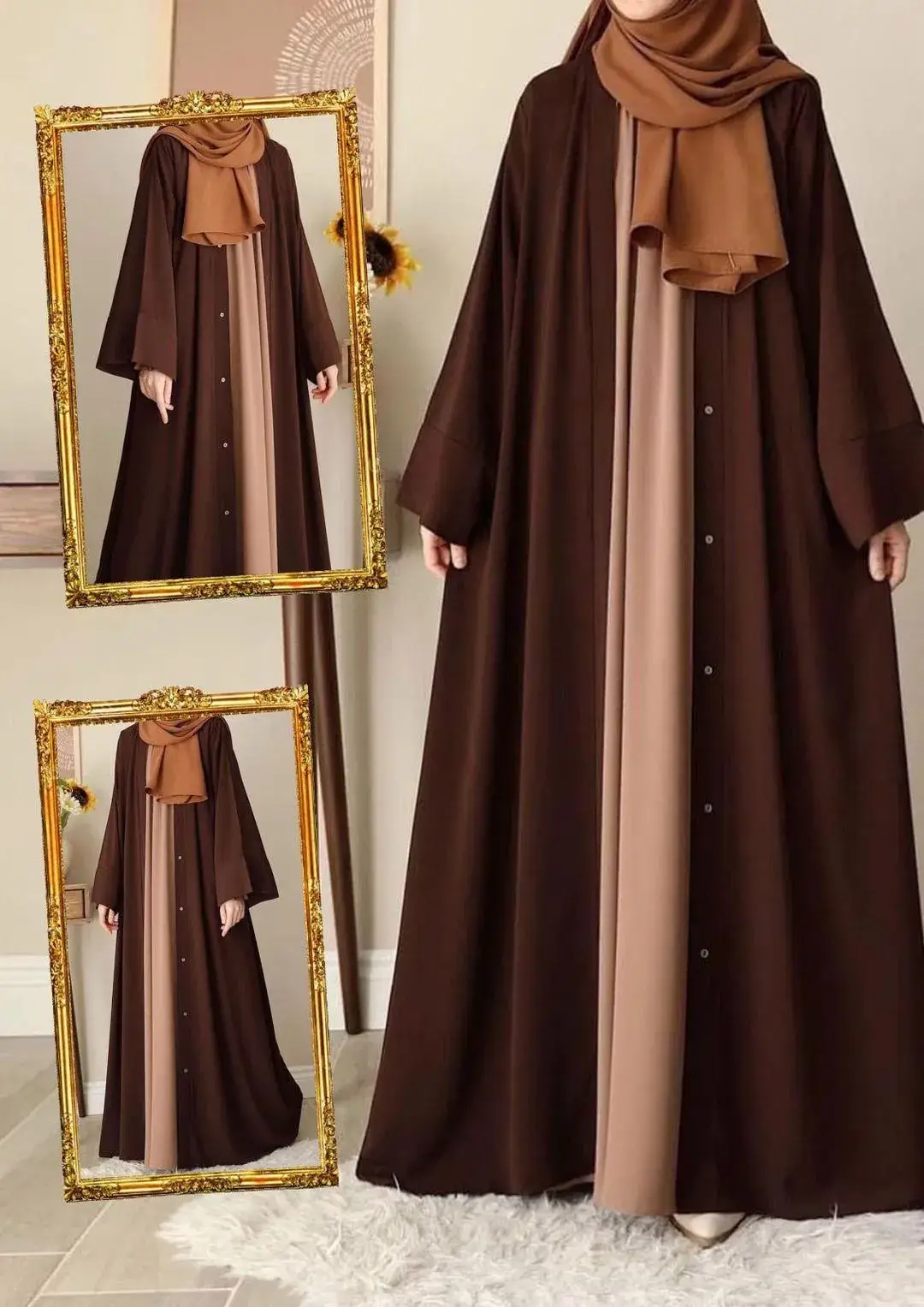 Classic Georgette Full Abaya with Collar – Comes with Stroller