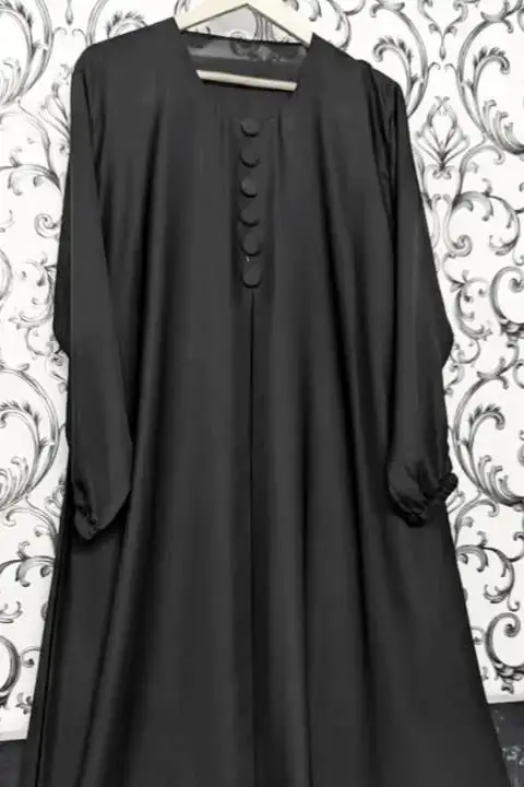 High-Quality Black Nida Maxi Abaya – Women’s Buttoned Collar