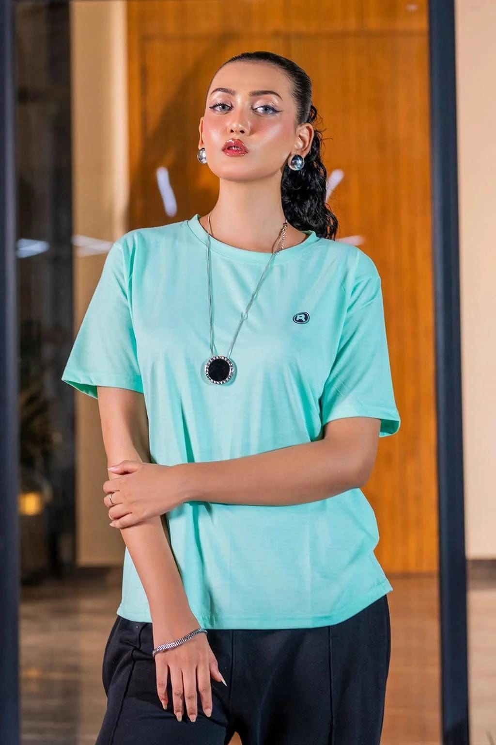Mint Blue Cotton T-Shirt – Plain Casual Tee | Soft & Breathable - Image 3