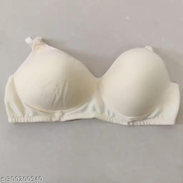 Beige Cotton Padded Bra – Soft & Breathable Full Support - Image 3