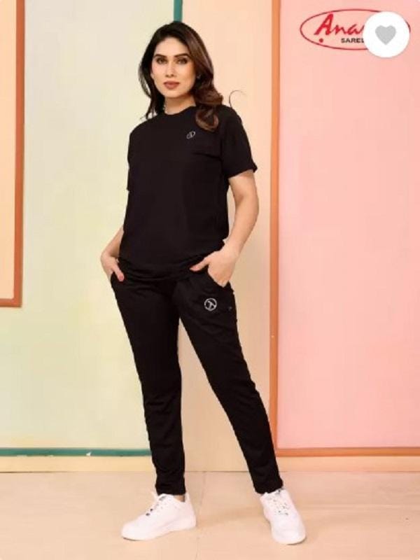 Trendy Printed Tracksuit - 2 Pcs Set in Black - Image 2