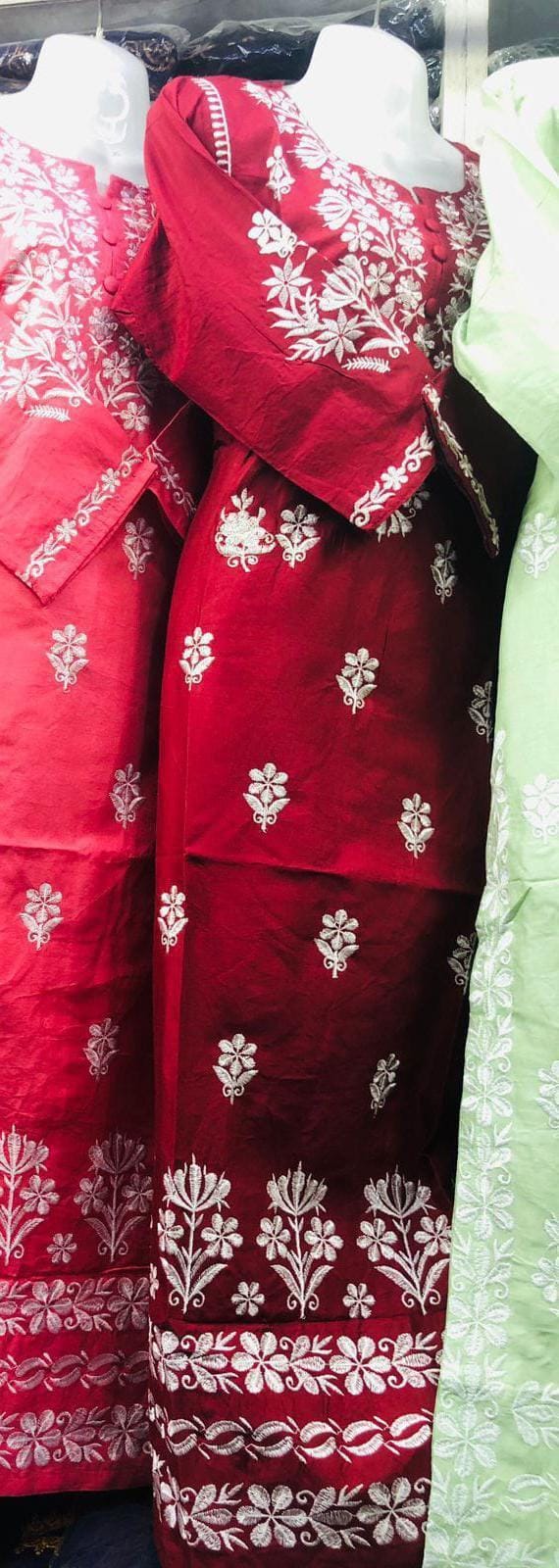 Red Embroidered Linen Kurti Stylish Women’s Casual Wear Round Neck - Image 4